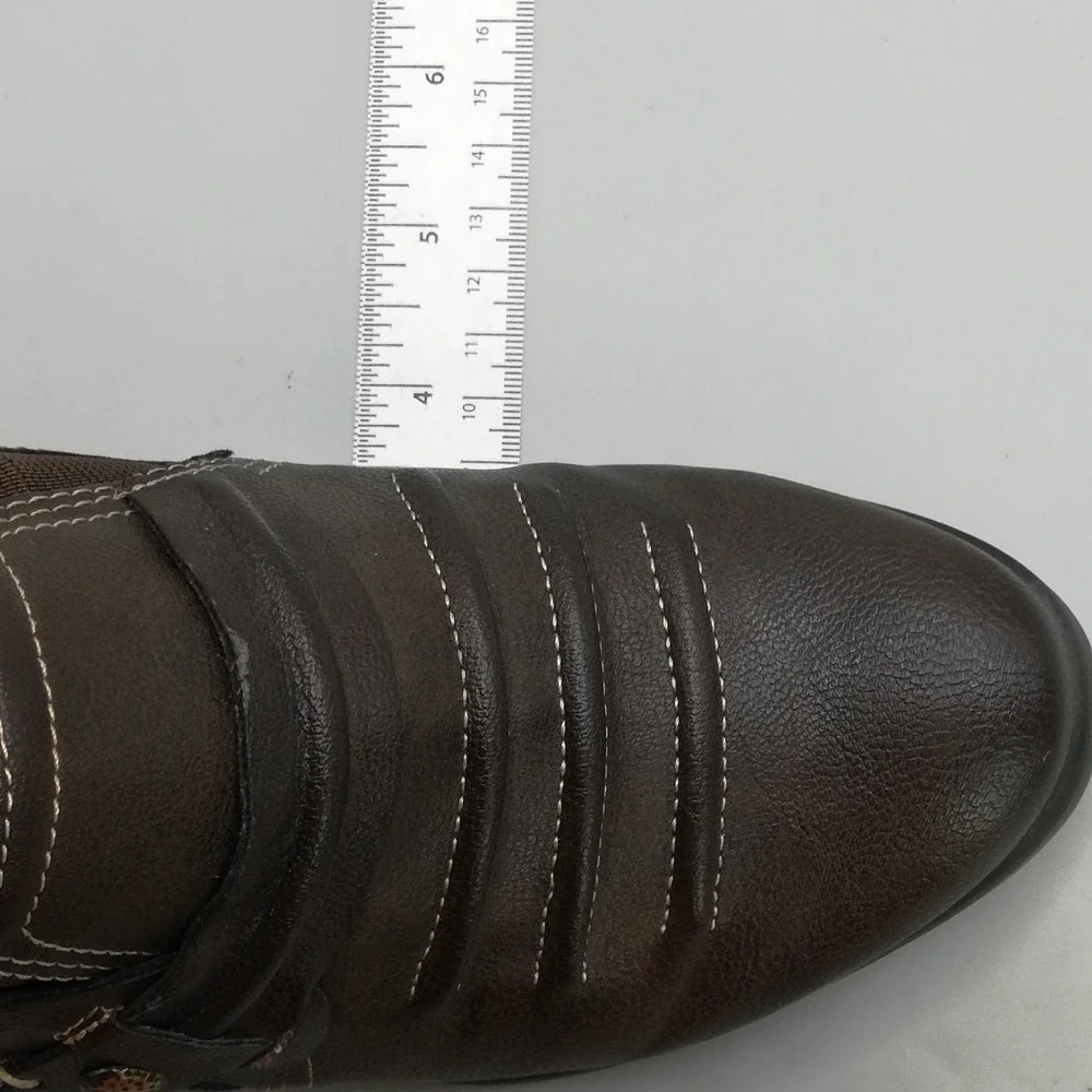 Naturalizer Shoes Womens Ankle Bootie Kaz Slip-On‎ Heeled Brown Faux Leather 6.5